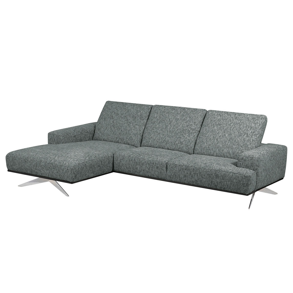 ECKSOFA PORTLAND Anthrazit Struktur Kopfteilverstellung  - Chromfarben/Anthrazit, Design, Holz/Textil (187/295cm) - Livetastic