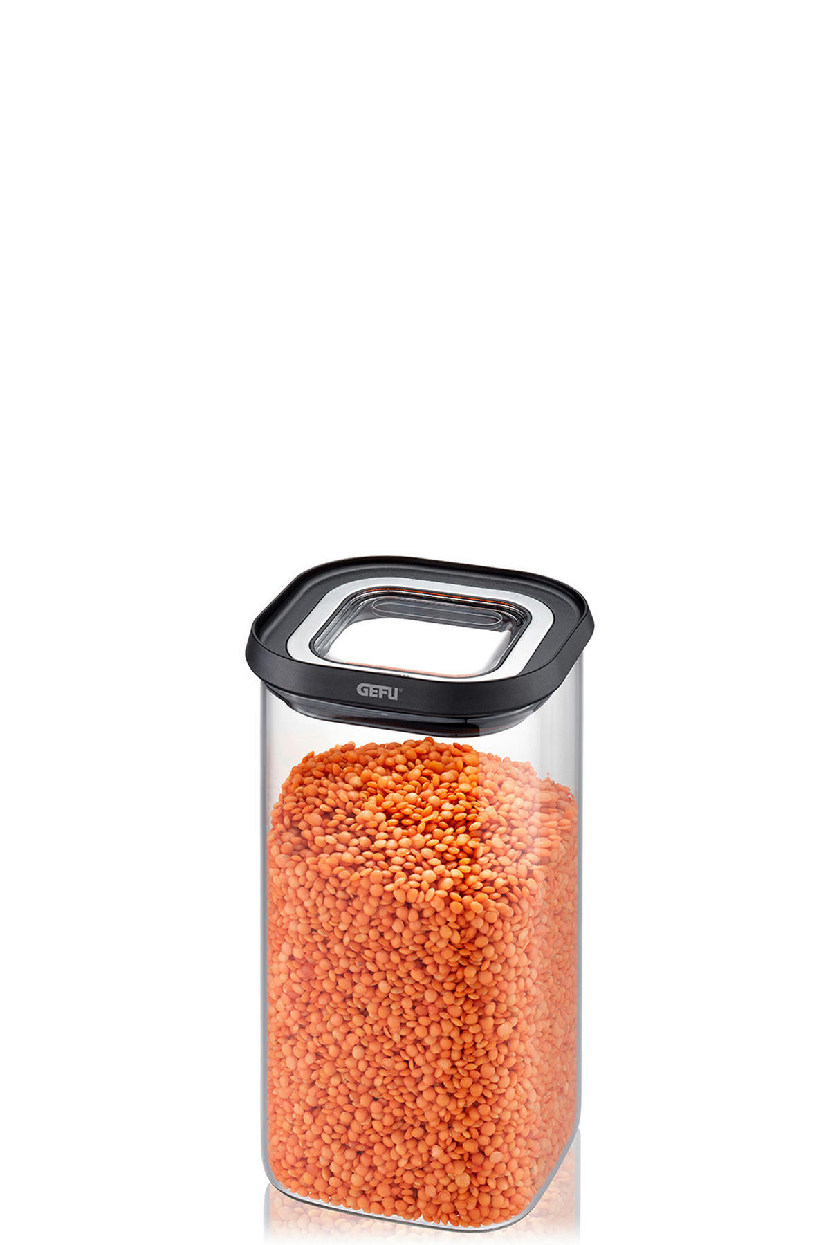 FÖRVARINGSBURK 1,4 l  - stålfärgad/svart, Basics, metall/glas (11/11/20cm) - Gefu