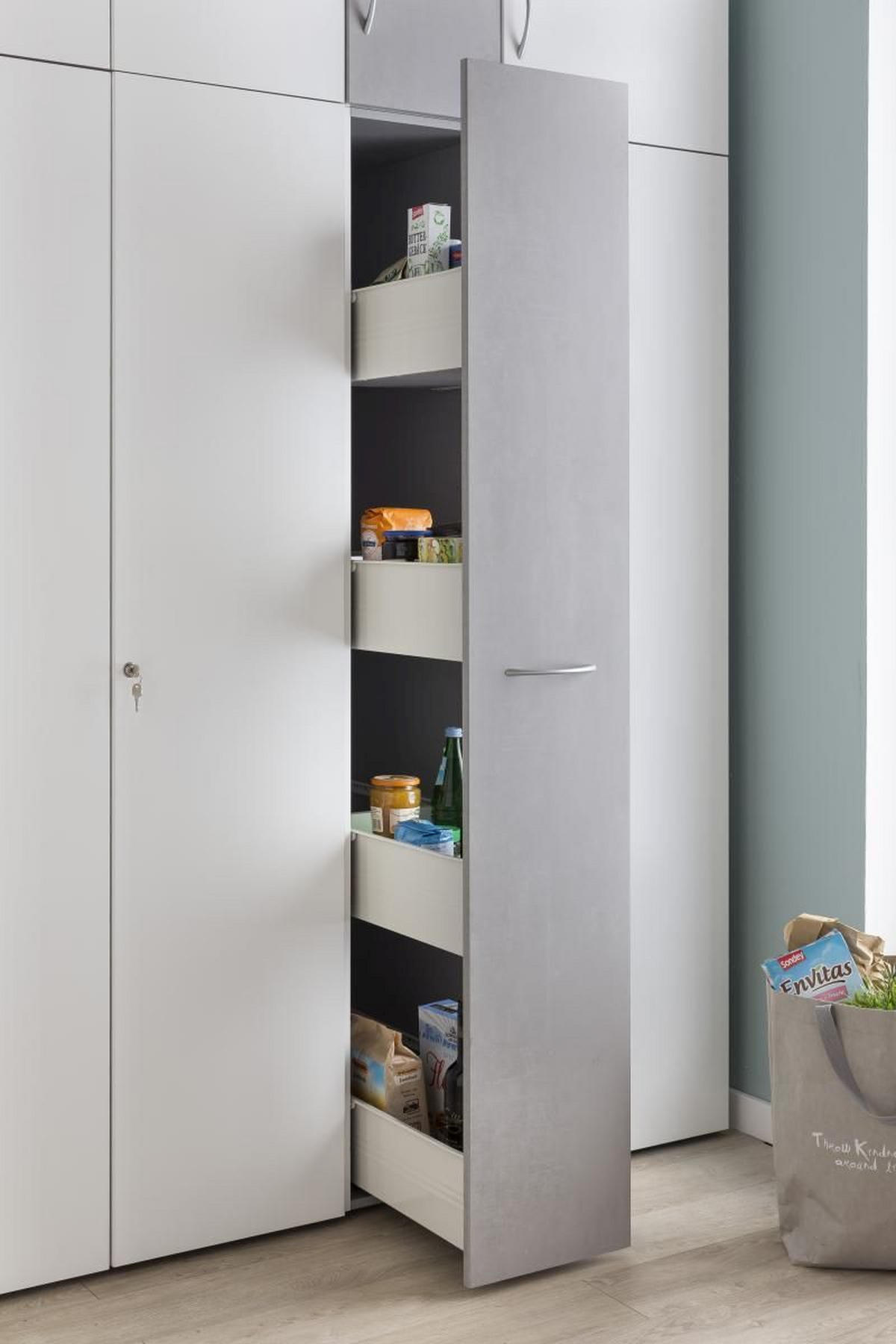 APOTHEKERSCHRANK 30/185/54 cm  in Grau, Weiß  - Alufarben/Weiß, Basics, Holzwerkstoff/Kunststoff (30/185/54cm) - Xora