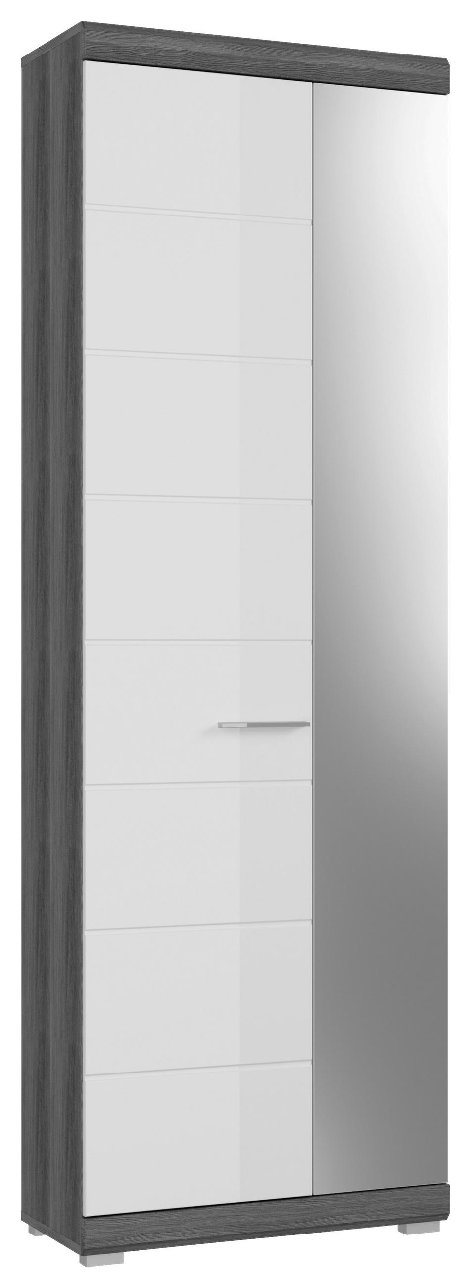 SKŘÍŇ NA ODĚV, barvy stříbra, tmavě šedá, vysoce lesklá bílá, 90/197/37 cm - barvy stříbra/tmavě šedá, Design, kompozitní dřevo/plast (90/197/37cm) - MID.YOU