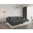 HOCKER in Textil Dunkelgrau  - Dunkelgrau/Schwarz, MODERN, Textil/Metall (130/44/85cm) - Carryhome