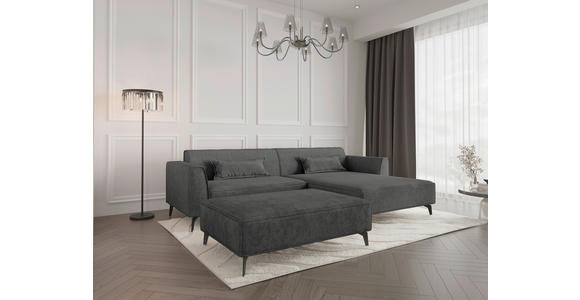 HOCKER in Textil Dunkelgrau  - Dunkelgrau/Schwarz, MODERN, Textil/Metall (130/44/85cm) - Carryhome