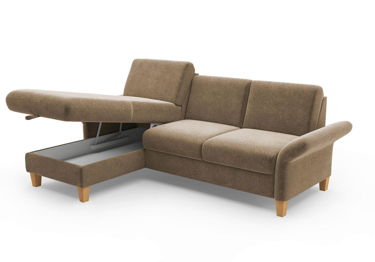 ECKSOFA ROCHELLE E Hellbraun Flachgewebe  - Hellbraun/Eichefarben, KONVENTIONELL, Holz/Textil (164/251cm) - Sit & More
