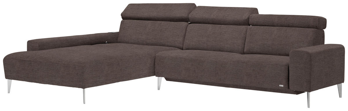 ECKSOFA Braun Webstoff  - Alufarben/Braun, Design, Textil/Metall (205/308cm) - Sedda
