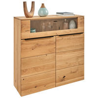 HIGHBOARD Eichefarben  120/119,3/39,5 cm  - Eichefarben/Schwarz, Natur, Glas/Holz (120/119,3/39,5cm) - Valnatura