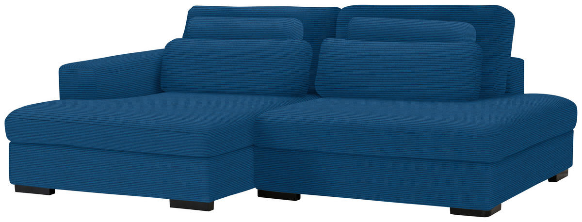ECKSOFA in Cord, Velours Blau  - Blau/Schwarz, Design, Kunststoff/Textil (158/223cm) - Lomoco