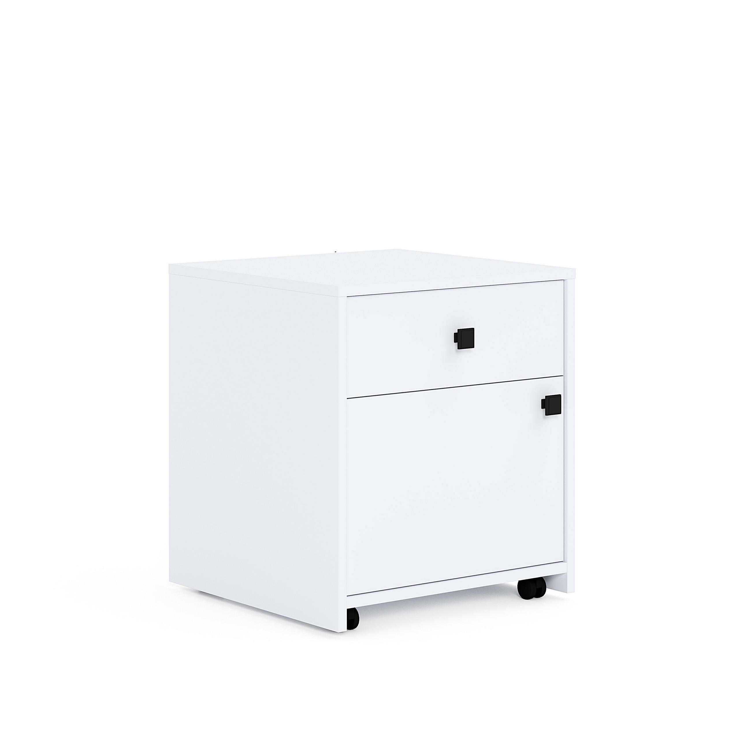 ROLLCONTAINER Weiß  - Schwarz/Weiß, MODERN, Holzwerkstoff/Kunststoff (48/53/45,3cm) - Milino