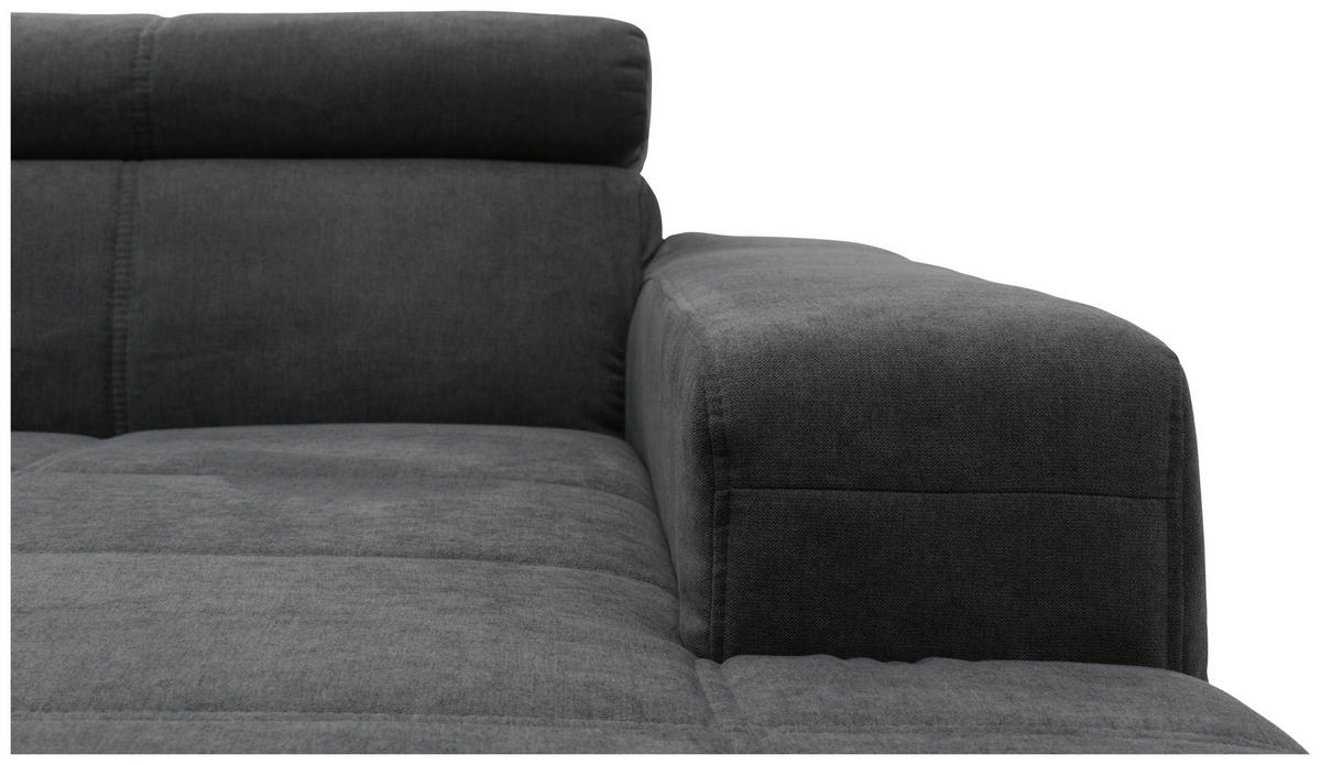 WOHNLANDSCHAFT Dunkelgrau Mikrofaser  - Dunkelgrau/Schwarz, Design, Kunststoff/Textil (228/359/175cm) - MID.YOU