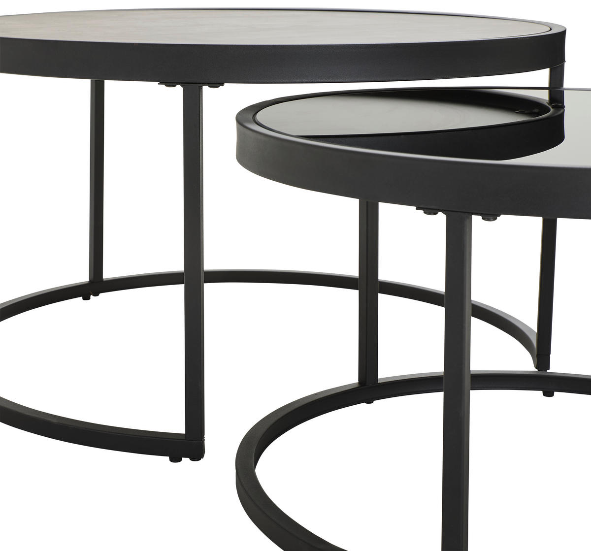 COUCHTISCHSET ESG 65-80/65-80/38-40 cm rund Grau, Schwarz  - Schwarz/Grau, Design, Glas/Holzwerkstoff (65-80/65-80/38-40cm) - MID.YOU