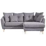 ECKSOFA in Flachgewebe Grau  210/156 cm  - Buchefarben/Grau, KONVENTIONELL, Holz/Textil (210/156cm) - Carryhome