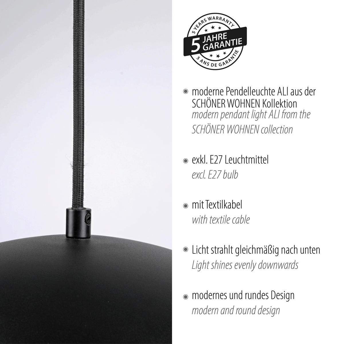 LED-PENDELLEUCHTE SW ALI 38/38/120 cm   - Schwarz, Design, Glas/Kunststoff (38/38/120cm) - Schöner Wohnen