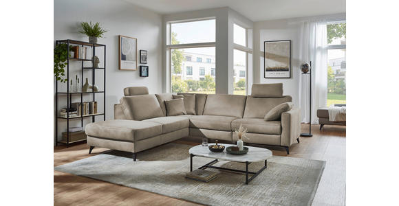 ECKSOFA Dieter Knoll Beigebraun Mikrofaser  - Beigebraun/Schwarz, Design, Textil/Metall (238/269cm) - Dieter Knoll