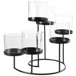 TEELICHTSTÄNDER  - Klar/Schwarz, Basics, Glas/Metall (34/37/36cm) - Ambia Home