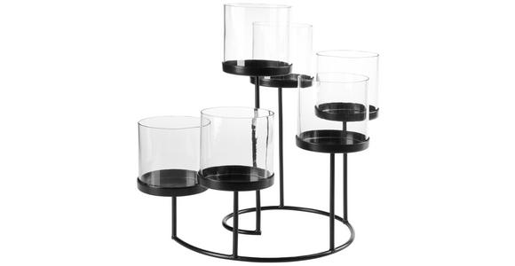 TEELICHTSTÄNDER  - Klar/Schwarz, Basics, Glas/Metall (34/37/36cm) - Ambia Home