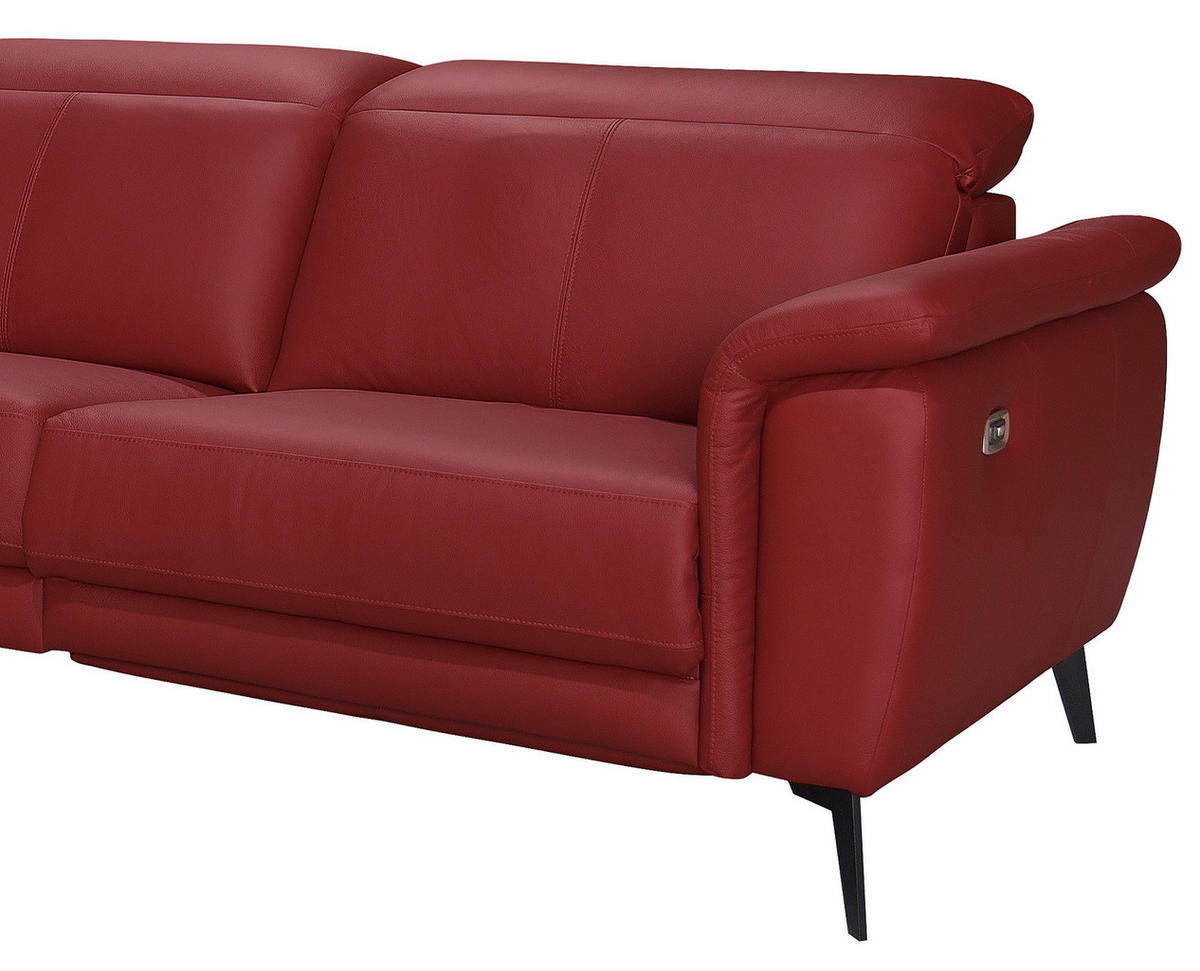 ECKSOFA Rot Echtleder  - Rot/Schwarz, MODERN, Leder/Holz (174/276cm) - Livetastic