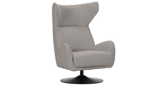 OHRENSESSEL in Flachgewebe Grau  - Schwarz/Grau, MODERN, Textil/Metall (80/110/80cm) - Landscape