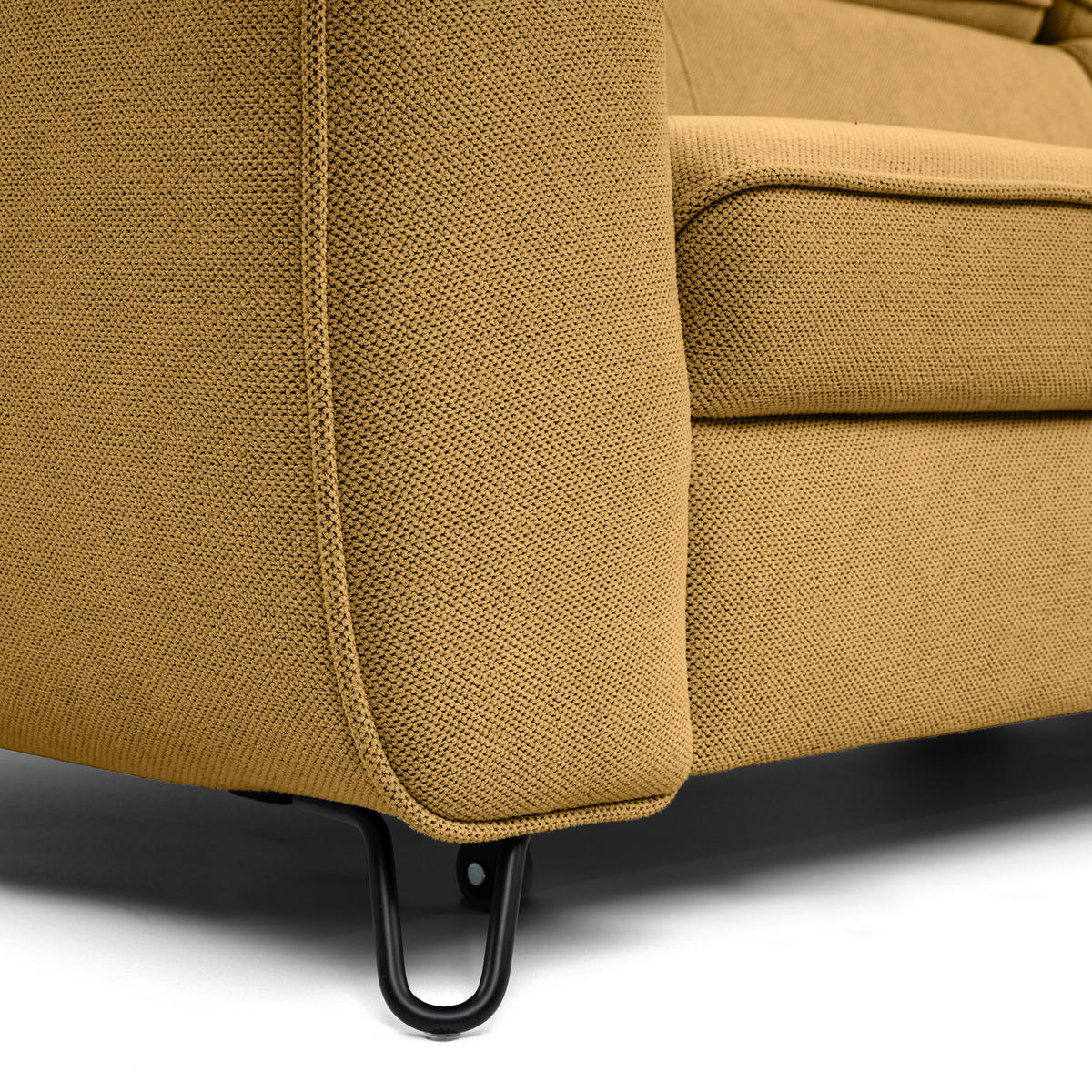 ECKSOFA in Flachgewebe Currygelb  - Currygelb/Schwarz, Design, Textil/Metall (250/200cm) - Stylife