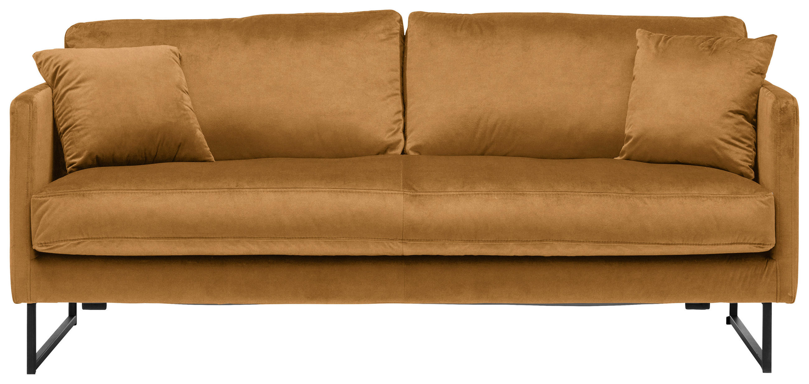 2,5-SITZER Samt Gelb  - Gelb/Schwarz, Design, Textil/Metall (180/78/84cm) - Carryhome