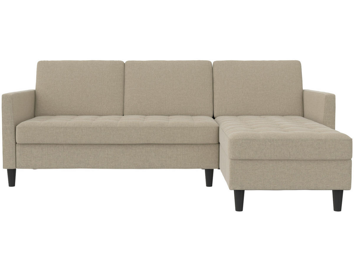 ECKSOFA PALERMO Cappuccino Webstoff, Leinenoptik Schlaffunktion, Stauraum  - Schwarz/Cappuccino, Basics, Kunststoff/Textil (213/154cm) - Livetastic