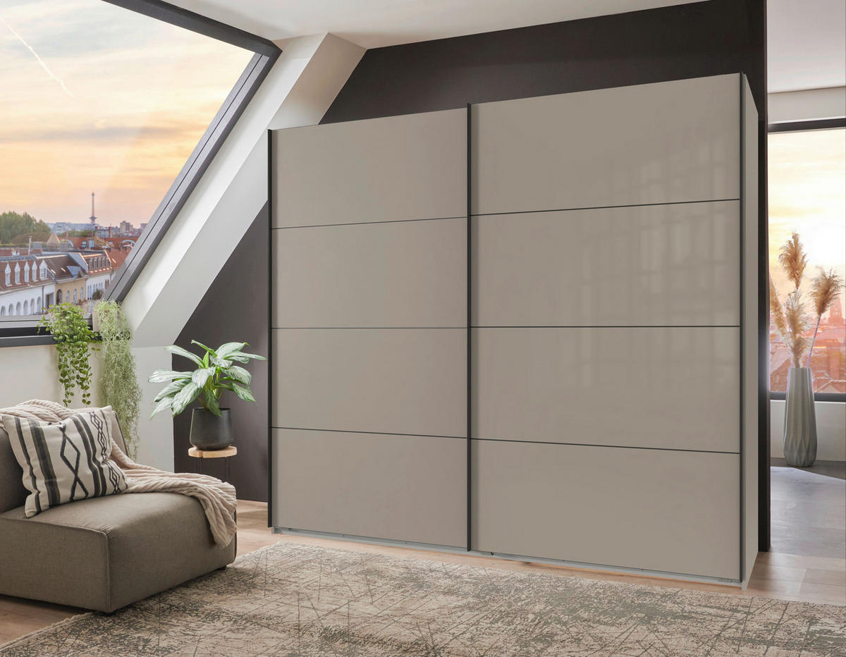 SCHWEBETÜRENSCHRANK 225/208/65 cm 2-türig Graphitfarben, Sahara  - Schwarz/Graphitfarben, Design, Glas/Holzwerkstoff (225/208/65cm) - Carryhome