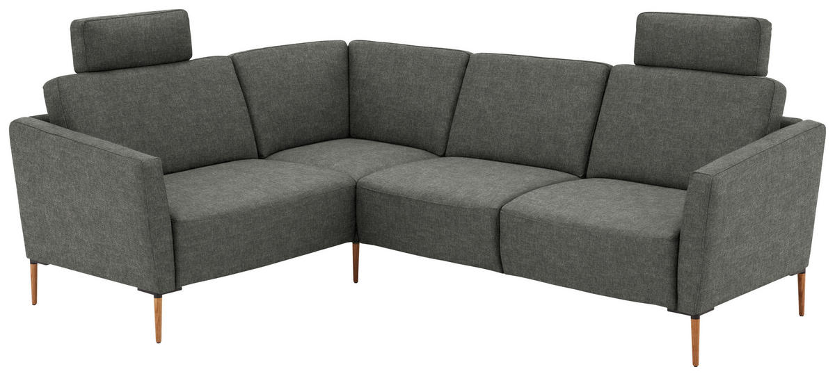 ECKSOFA  in Flachgewebe Grau  189/236 cm  - Eichefarben/Grau, Design, Holz/Textil (189/236cm) - Valnatura
