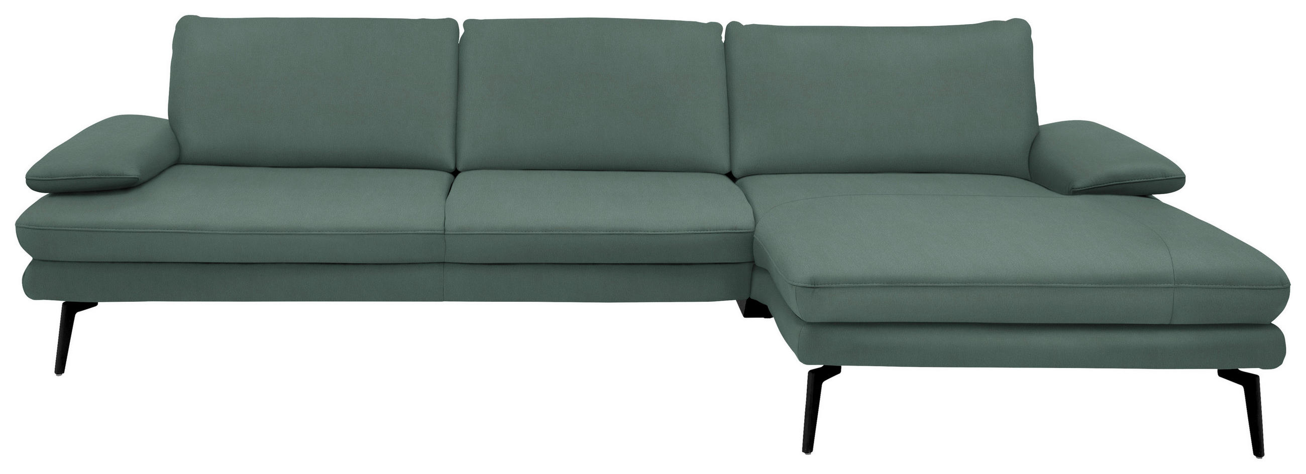 ECKSOFA in Echtleder Opal  - Opal/Schwarz, Design, Leder/Metall (310/180cm) - Dieter Knoll