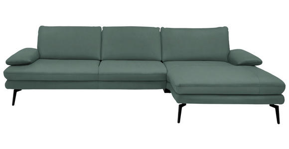 ECKSOFA in Echtleder Opal 310/180 cm - Opal/Schwarz, Design, Leder/Metall (310/180cm) - Dieter Knoll