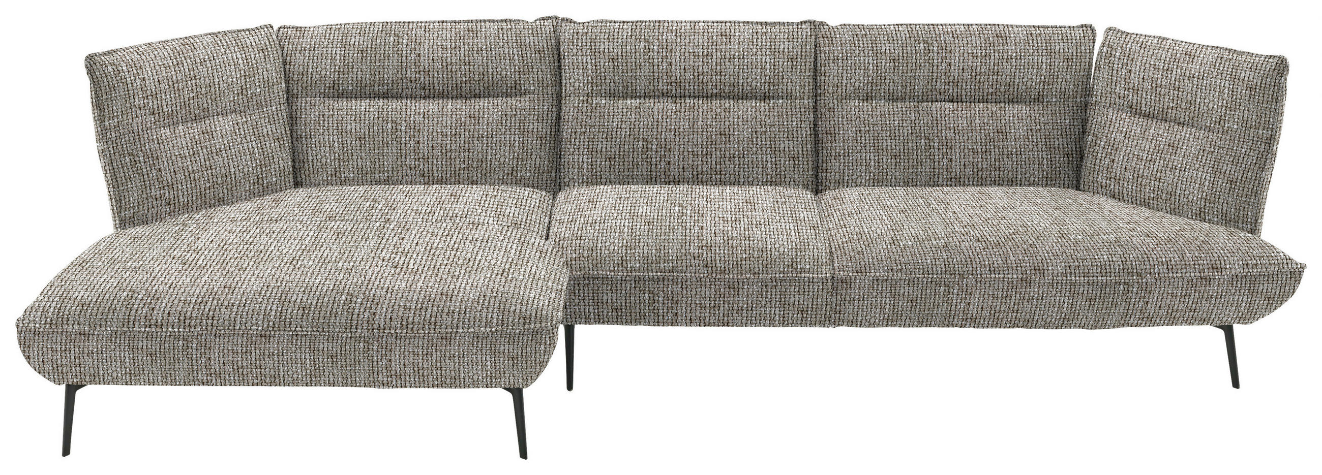 ECKSOFA in Flachgewebe Braun  153/339 cm  - Schwarz/Braun, Design, Textil/Metall (153/339cm) - Moderano