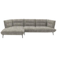 ECKSOFA in Flachgewebe Braun  153/339 cm  - Schwarz/Braun, Design, Textil/Metall (153/339cm) - Moderano
