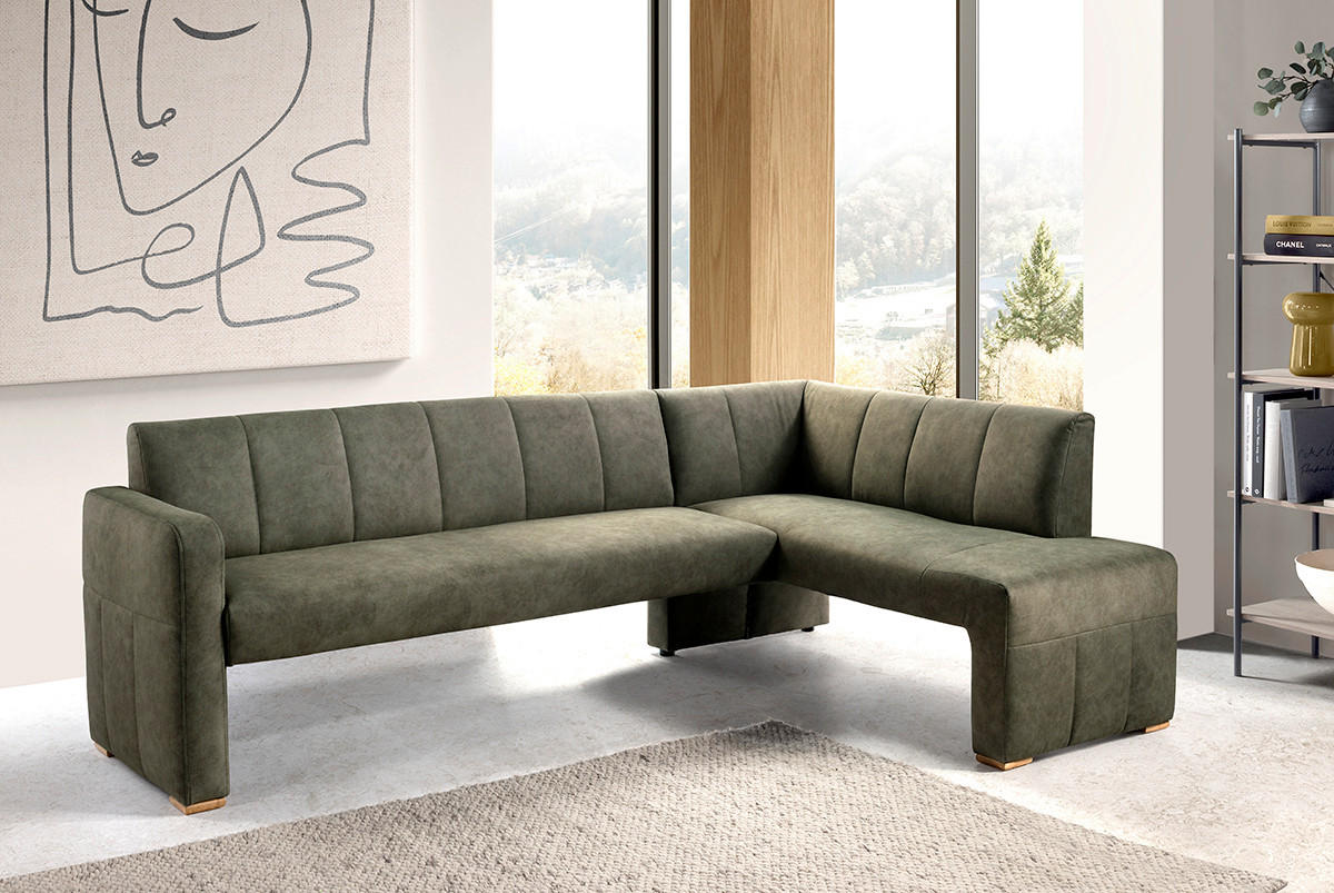 UGAONA KLUPA  maslinasto zelena   - boja hrasta/maslinasto zelena, Moderno, drvo/tekstil (245/159cm) - Livetastic