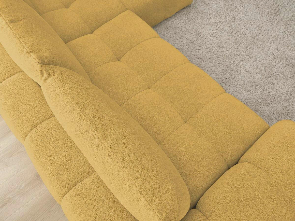 ECKSCHLAFSOFA EVEREST  mit Rücken echt, Armteil links, Armteil rechts Flachgewebe Gelb  - Gelb/Schwarz, MODERN, Kunststoff/Textil (318/180cm) - Livetastic