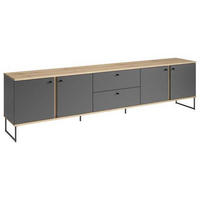 NIZKA OMARICA antracit, barve hrasta  - črna/barve hrasta, Basics, kovina/umetna masa (225/59/38cm) - Xora