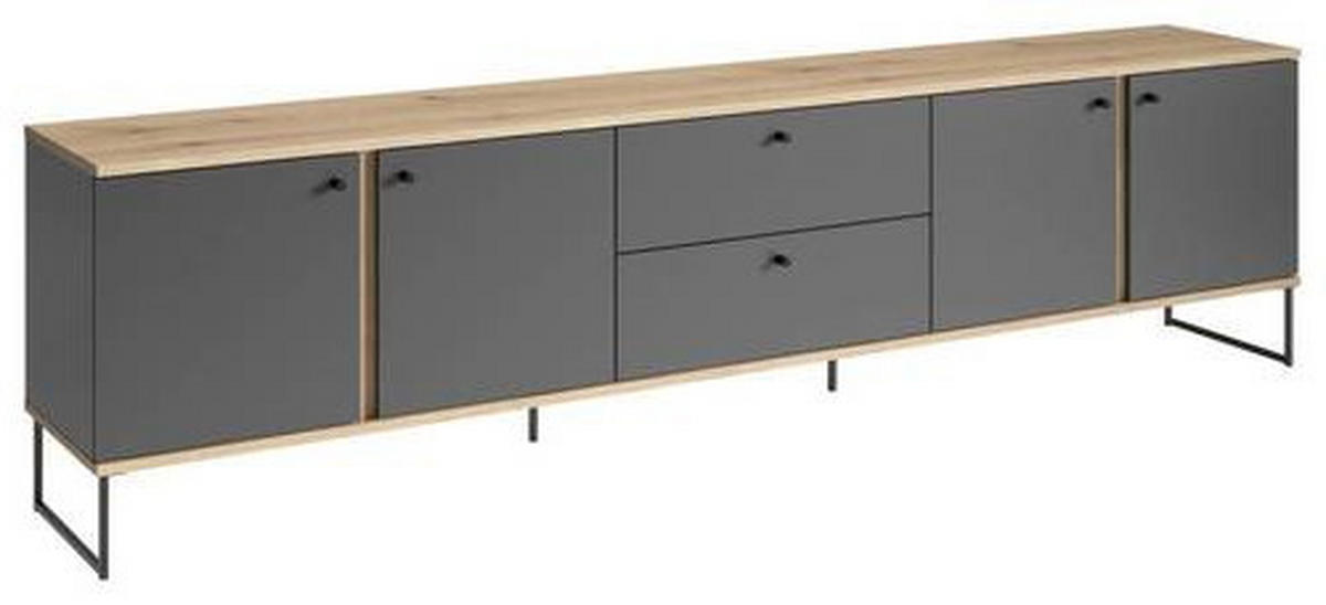NIZKA OMARICA antracit, barve hrasta  - črna/barve hrasta, Basics, kovina/umetna masa (225/59/38cm) - Xora