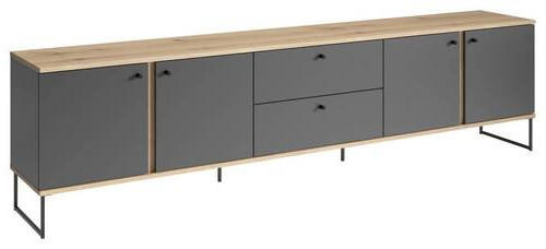 Xora NÍZKA KOMODA, antracitová, farba duba, 225/59/38 cm