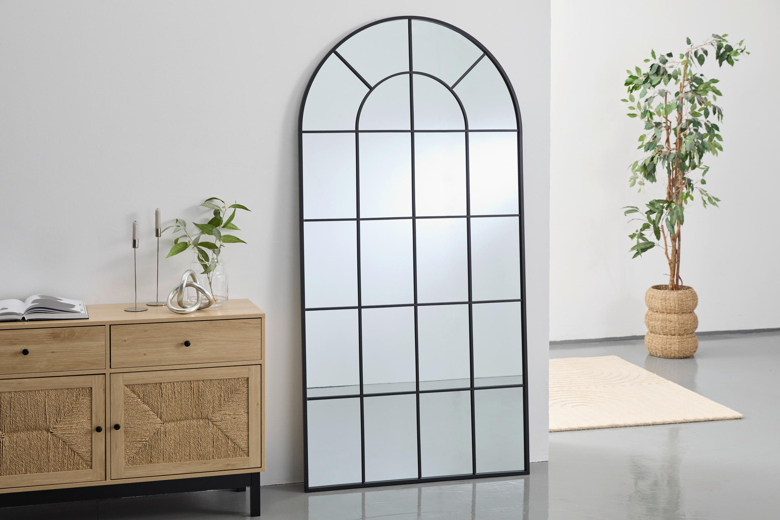 OGLEDALO ZIDNO  100/200/2,5 cm     - crna, Lifestyle, staklo/drvni materijal (100/200/2,5cm) - Landscape