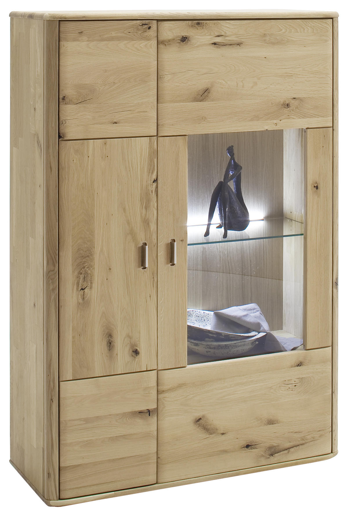 HIGHBOARD  in 96/140/38 cm  - Eichefarben/Silberfarben, Design, Glas/Holz (96/140/38cm) - Livetastic