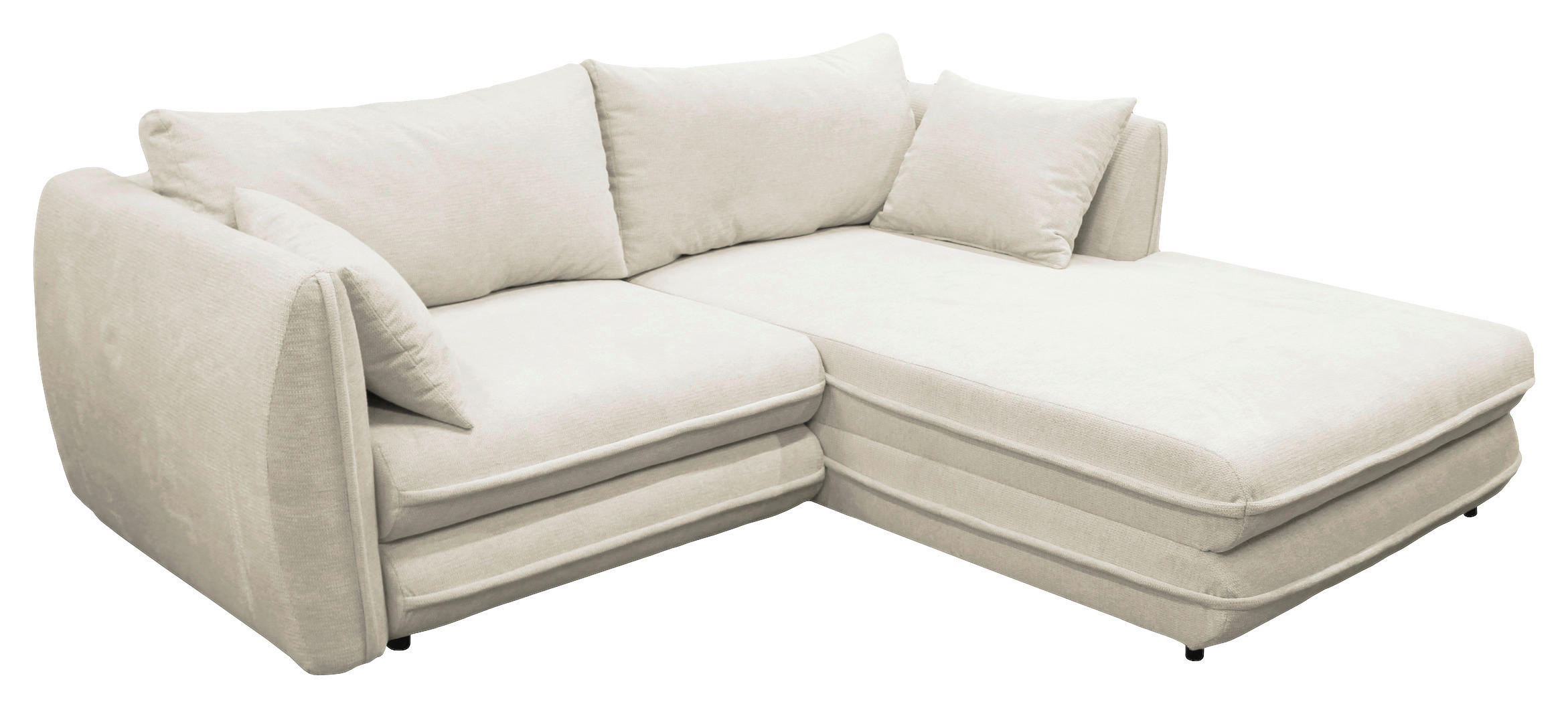 ECKSOFA Creme Struktur  - Creme/Schwarz, Design, Kunststoff/Textil (240/201cm) - MID.YOU