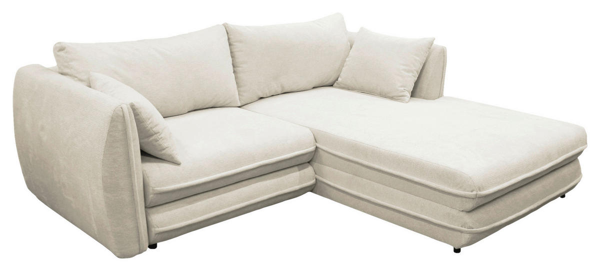 ECKSOFA in Struktur Creme  240/201 cm  - Creme/Schwarz, Design, Kunststoff/Textil (240/201cm) - MID.YOU