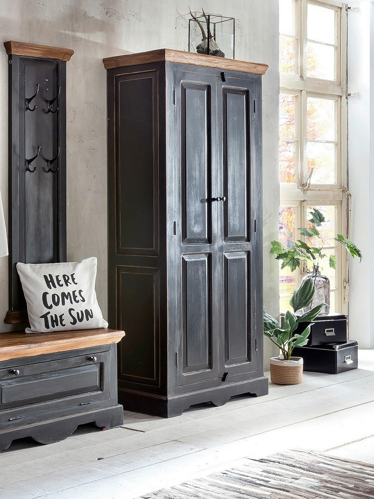 GARDEROBENPANEEL  in 35/110/8 cm  - Schwarz/Honig, Design, Holz/Holzwerkstoff (35/110/8cm) - MID.YOU