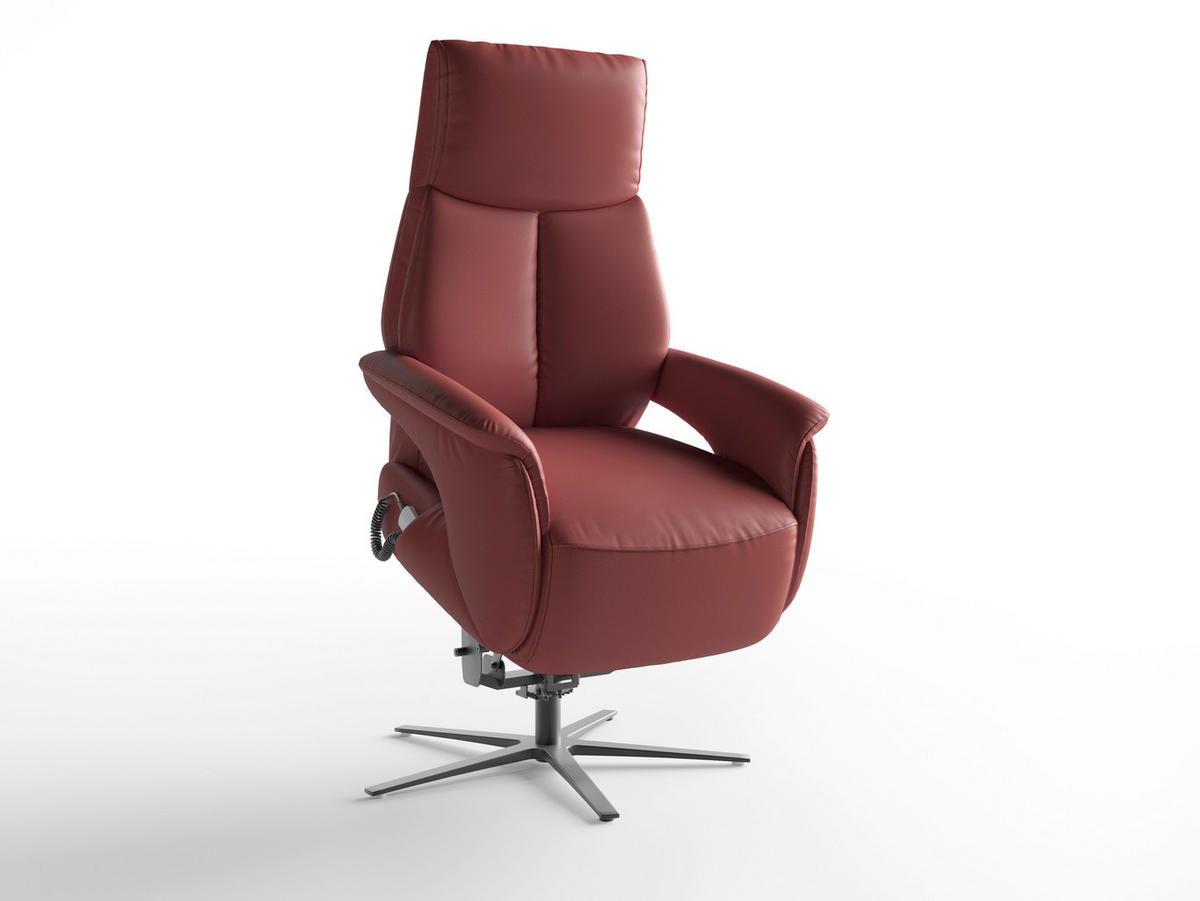 RELAXAČNÉ KRESLO, koža, červenohnedá - čierna/červenohnedá, Basics, kov/koža (75/113/85cm) - Sit & More