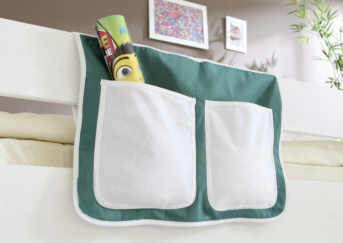 BETTTASCHE - Dunkelgrün/Weiß, KONVENTIONELL, Textil (56/32/2cm) - MID.YOU