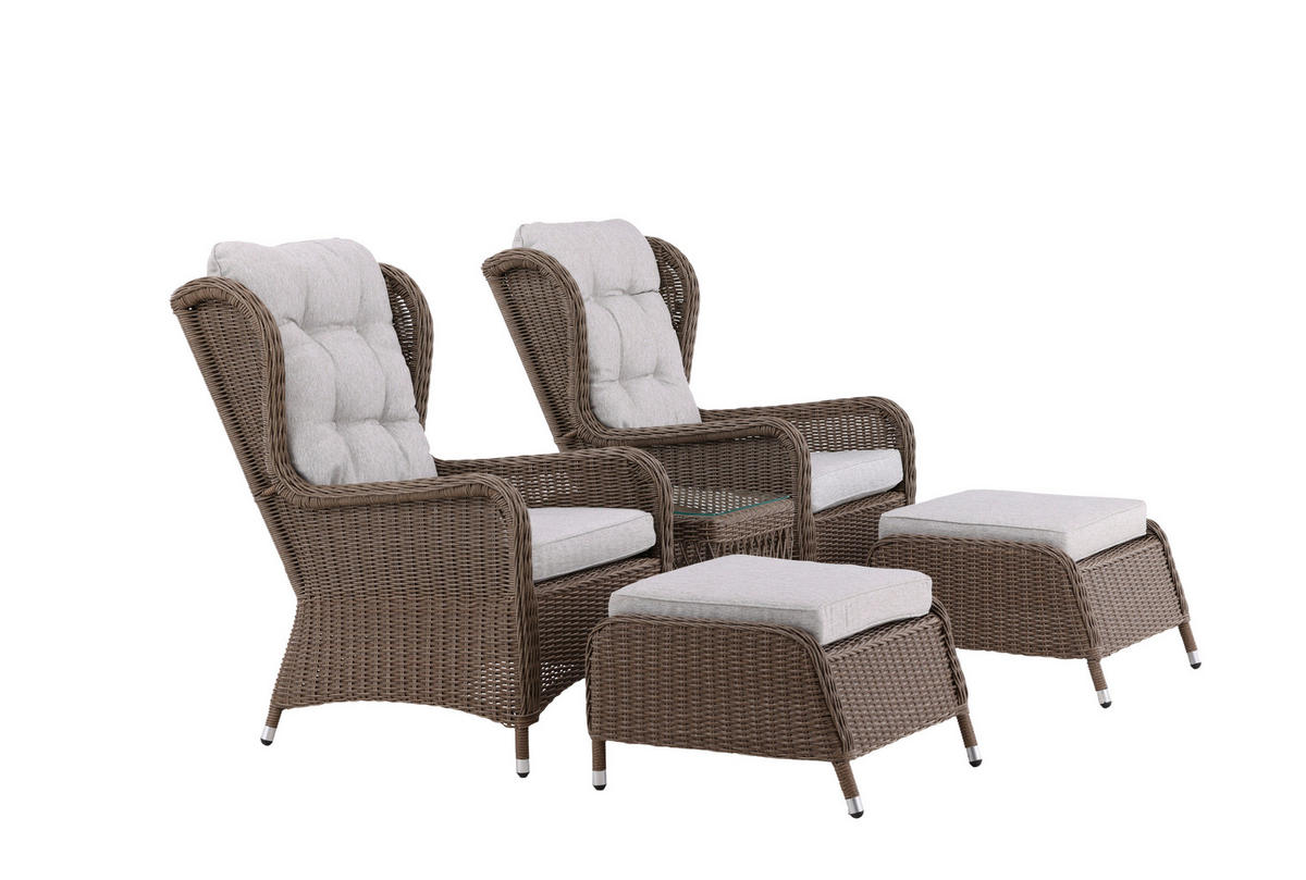 LOUNGEGARNITUR    - Beige/Braun, KONVENTIONELL, Kunststoff/Textil - Gardenson