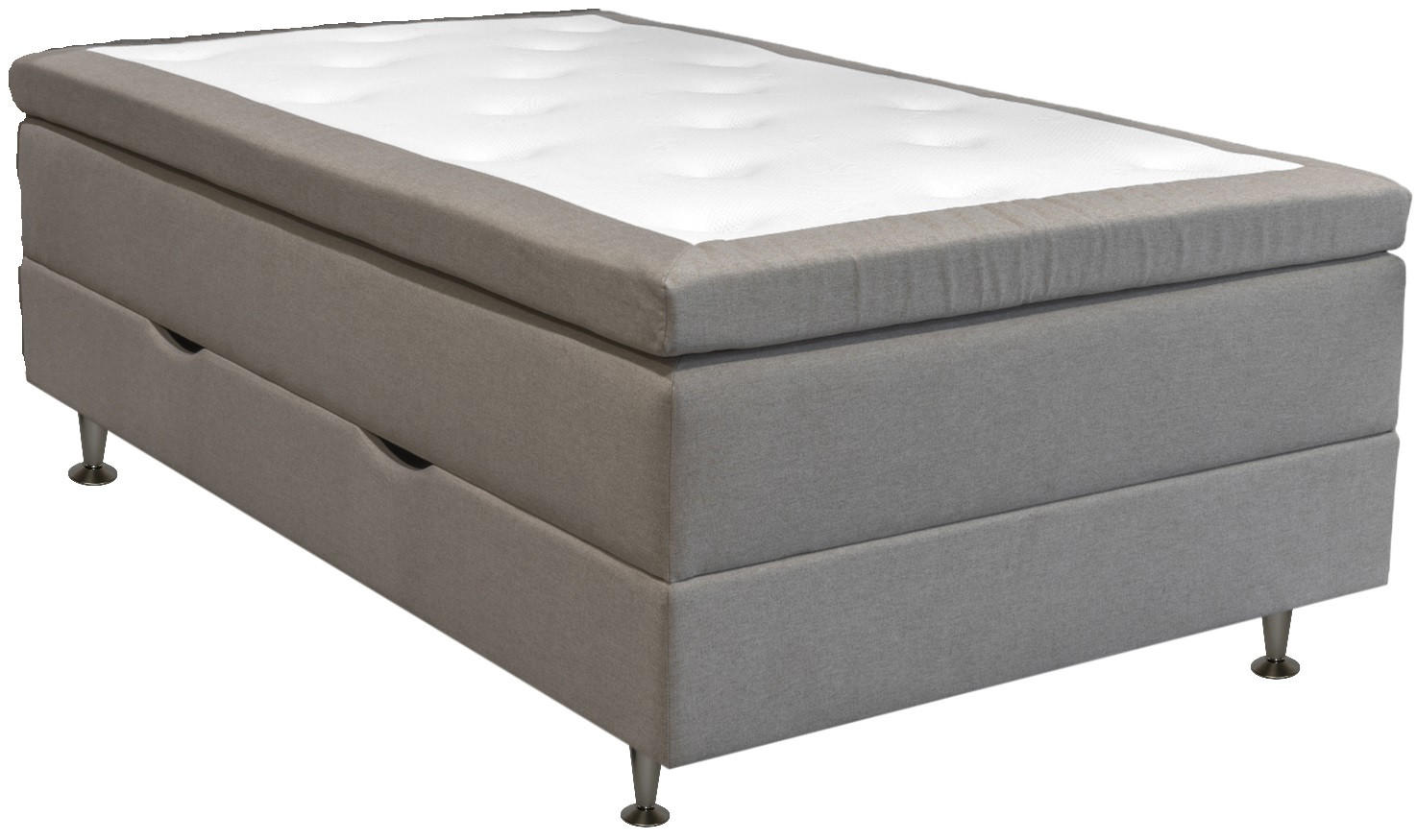 KONTINENTALSÄNG 120/200 cm  i sandfärgad  - sandfärgad/aluminiumfärg, Klassisk, metall/trä (120/200cm) - Cassando
