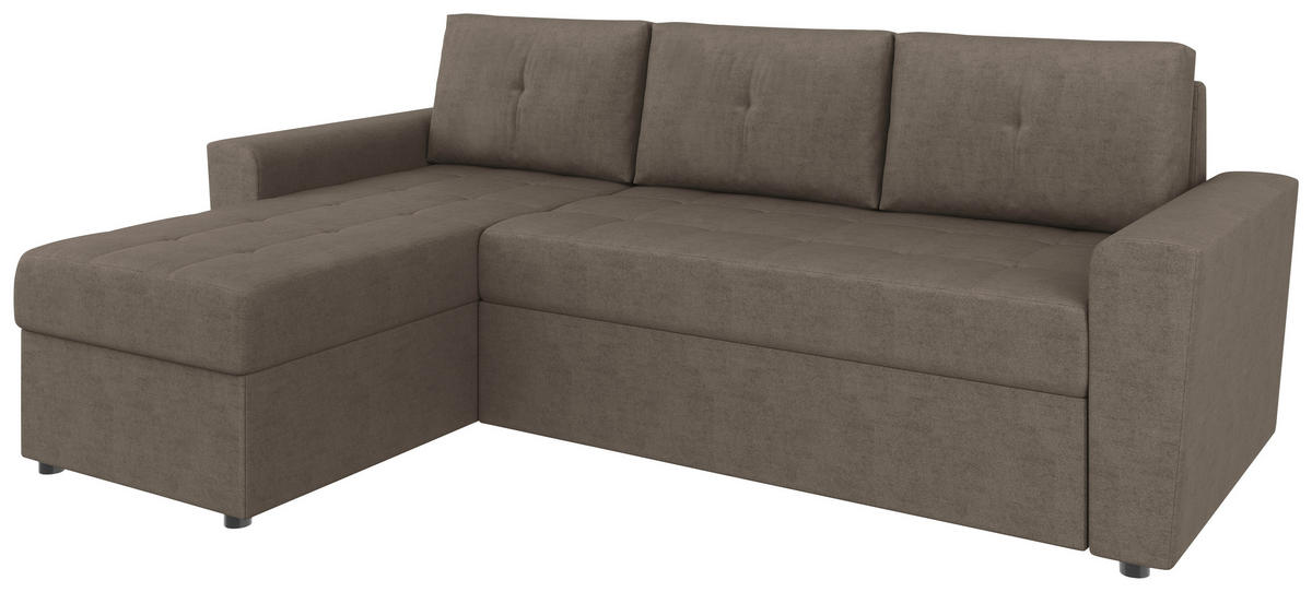 ECKSOFA TERMOLI in Jacquard Taupe  155/231 cm  - Taupe/Schwarz, Design, Kunststoff/Textil (155/231cm) - MID.YOU