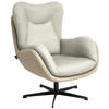 SESSEL in Chenille, Struktur Echtleder Creme  - Creme/Schwarz, Design, Leder/Textil (80/97/89cm) - Schöner Wohnen