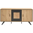 SIDEBOARD in 160/78/40 cm - Eichefarben/Schwarz, LIFESTYLE, Holzwerkstoff/Metall (160/78/40cm) - Xora