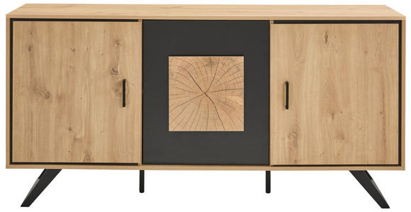 SIDEBOARD in 160/78/40 cm - Eichefarben/Schwarz, LIFESTYLE, Holzwerkstoff/Metall (160/78/40cm) - Xora
