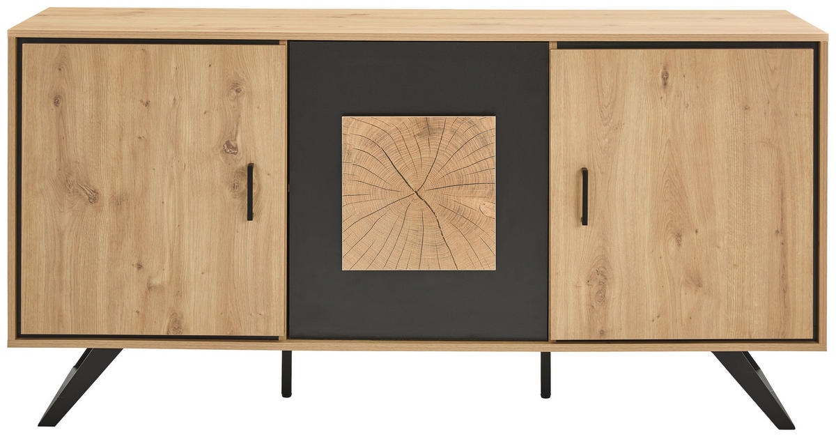 SIDEBOARD  in 160/78/40 cm  - Eichefarben/Schwarz, LIFESTYLE, Holzwerkstoff/Metall (160/78/40cm) - Xora