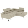 ECKSOFA Creme Struktur  - Silberfarben/Creme, KONVENTIONELL, Textil/Metall (268/207cm) - Carryhome