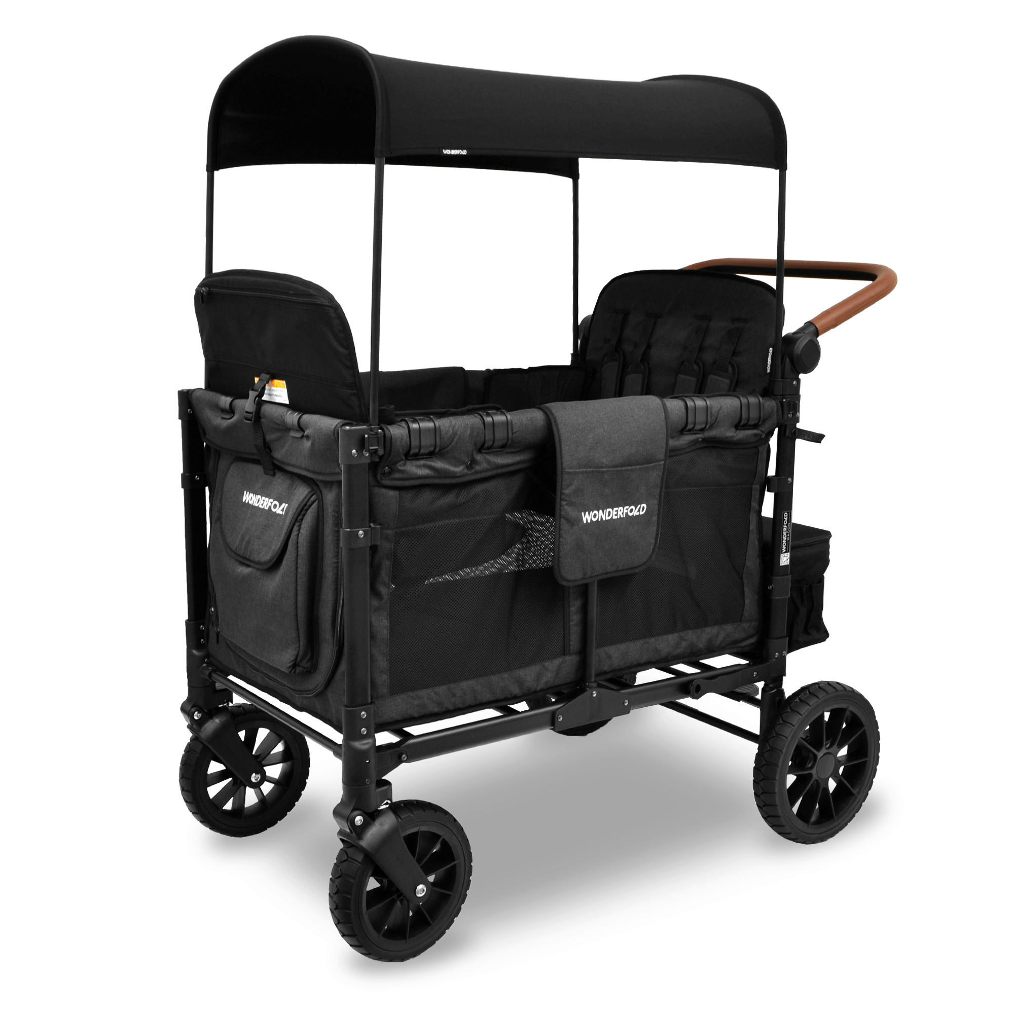 BOLLERWAGEN  W4 Luxe Quad Stroller Wagon   - Schwarz, Basics, Textil/Metall (73.66/124.46/137.16cm) - WONDERFOLD